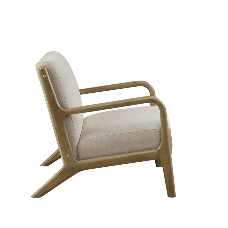 Olliix Novak Mid-Century Solid Wood and Polyester Fabric Lounge Chair in Elm