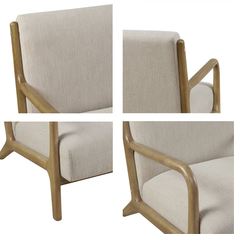 Olliix Novak Mid-Century Solid Wood and Polyester Fabric Lounge Chair in Elm