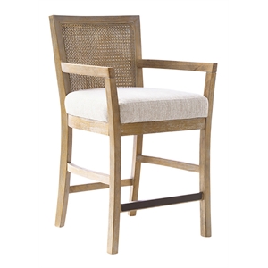 Olliix Diedra 25.5&quot Cane Back Solid Wood Counter Stool in Natural