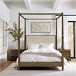 Olliix Baylor Solid Wood Canopy Queen Bed Frame with Headboard in Brown