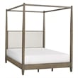 Olliix Baylor Solid Wood Canopy Queen Bed Frame with Headboard in Brown