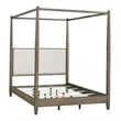 Olliix Baylor Solid Wood Canopy Queen Bed Frame with Headboard in Brown