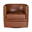 Olliix Capstone Faux Leather Tufted Barrel Swivel Chair in Brown