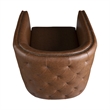 Olliix Capstone Faux Leather Tufted Barrel Swivel Chair in Brown
