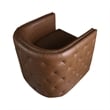 Olliix Capstone Faux Leather Tufted Barrel Swivel Chair in Brown