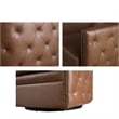 Olliix Capstone Faux Leather Tufted Barrel Swivel Chair in Brown