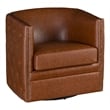 Olliix Capstone Faux Leather Tufted Barrel Swivel Chair in Brown