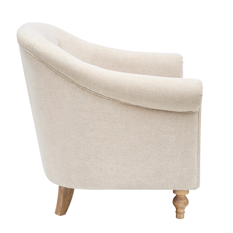 Olliix Fayette Tufted Upholstered Fabric Accent Arm Chair in Cream