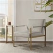 Olliix Jayco Solid Wood & Fabric Accent Chair in Taupe/Golden Metallic