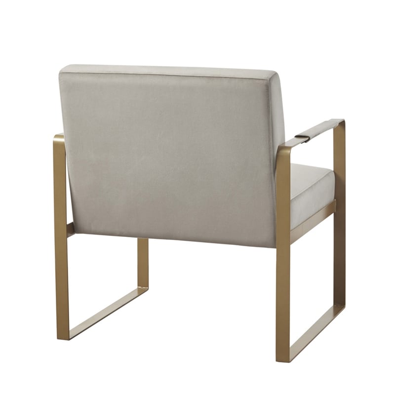 Olliix Jayco Solid Wood & Fabric Accent Chair in Taupe/Golden Metallic