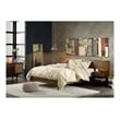 Olliix Clark Mid-Century Solid Wood Bed with 2 Attached Nightstands in Pecan