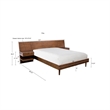 Olliix Clark Mid-Century Solid Wood Bed with 2 Attached Nightstands in Pecan