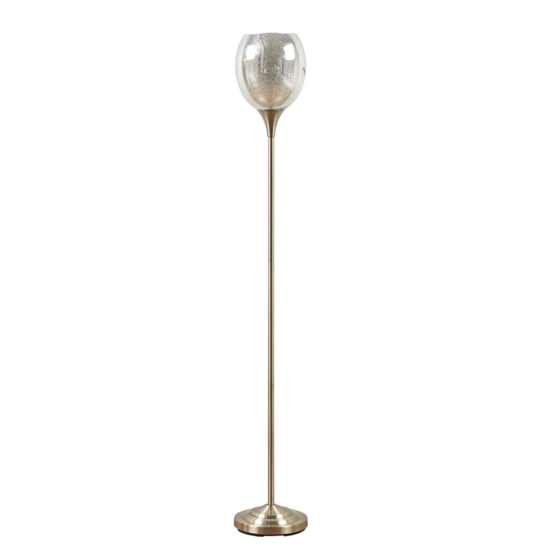 Olliix Bellow Iron Metal Floor Lamp with Glass Shade in Antique Brass