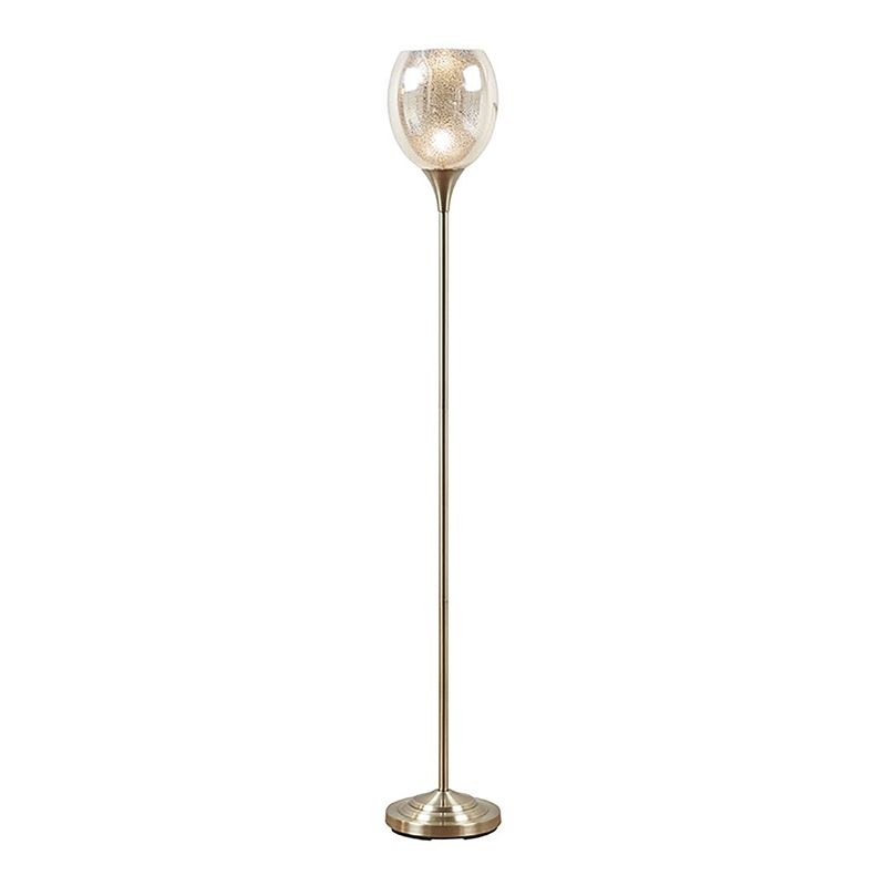 Olliix Bellow Iron Metal Floor Lamp with Glass Shade in Antique Brass