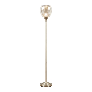 Olliix Bellow Iron Metal Floor Lamp with Glass Shade in Antique Brass