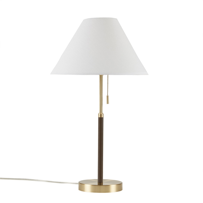 Olliix Bromley Pull-Chain Mid-Century Iron Metal Table Lamp in Gold/Brown