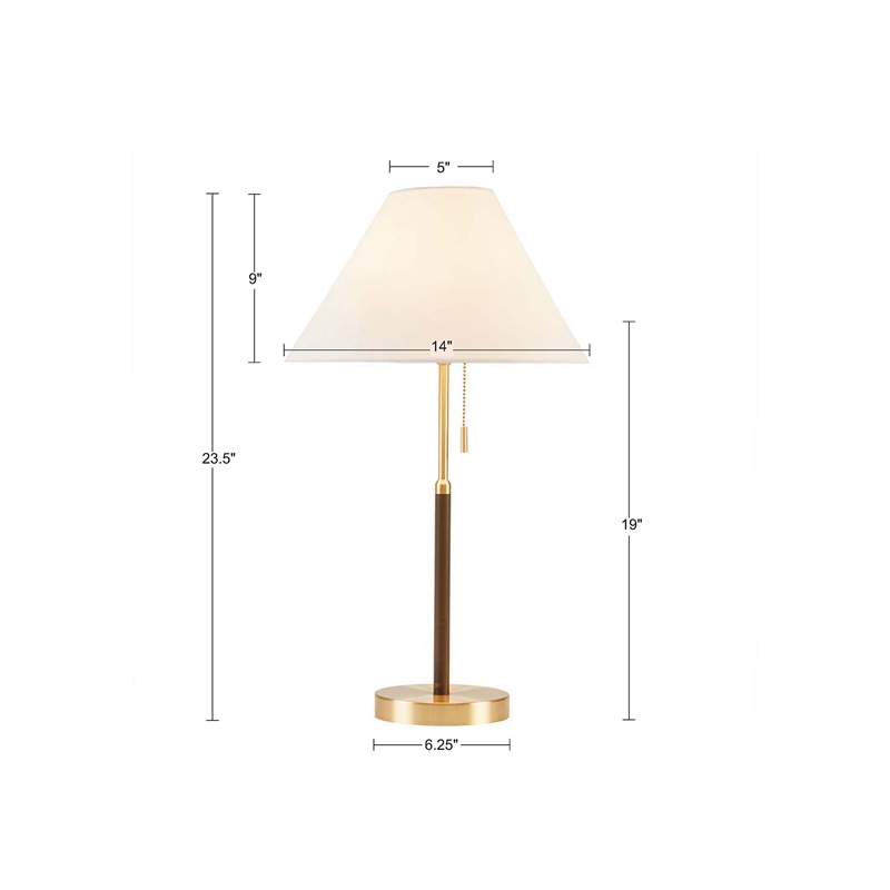 Olliix Bromley Pull-Chain Mid-Century Iron Metal Table Lamp in Gold/Brown