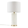 Olliix Grace Ivy Textured Dot Transitional Glass Table Lamp in White/Gold