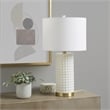 Olliix Grace Ivy Textured Dot Transitional Glass Table Lamp in White/Gold