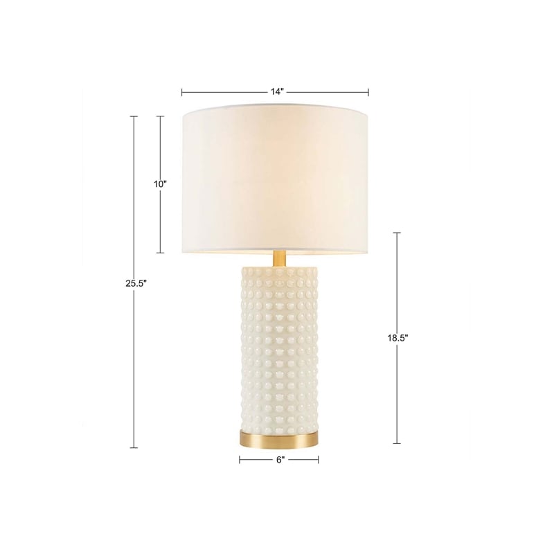 Olliix Grace Ivy Textured Dot Transitional Glass Table Lamp in White/Gold
