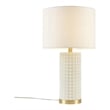 Olliix Grace Ivy Textured Dot Transitional Glass Table Lamp in White/Gold