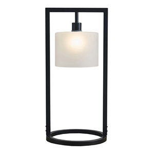 olliix kittery iron metal and glass table lamp with glass drum shade in black