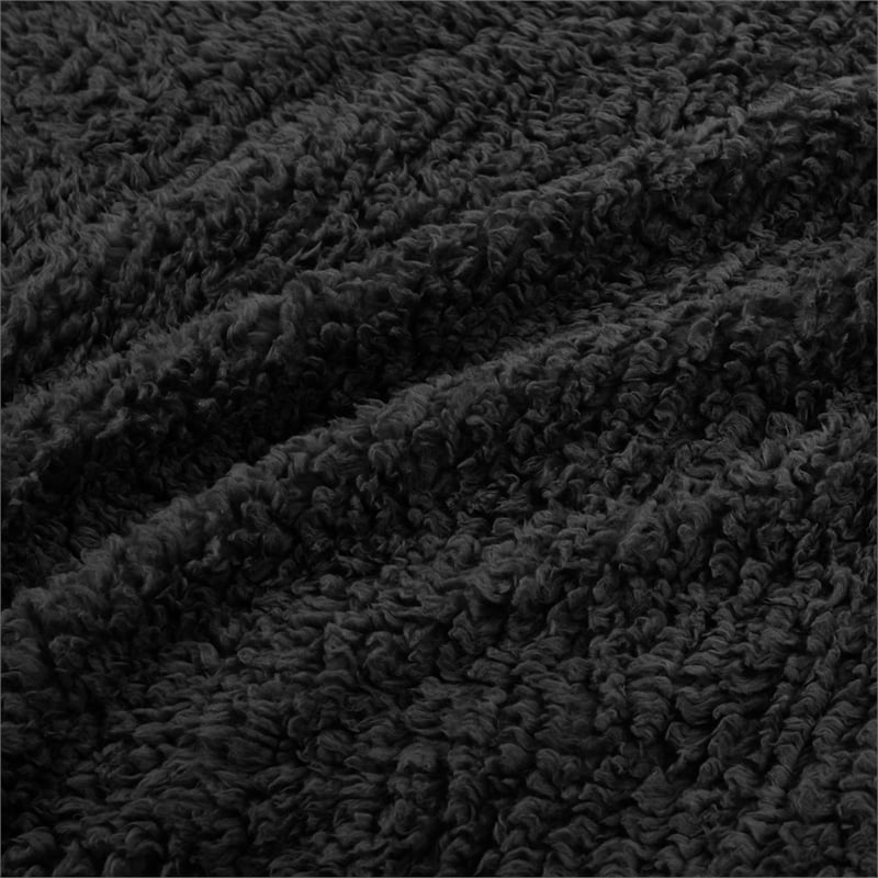 Woolrich Burlington Contemporary Solid Berber Fabric King Blanket in Black