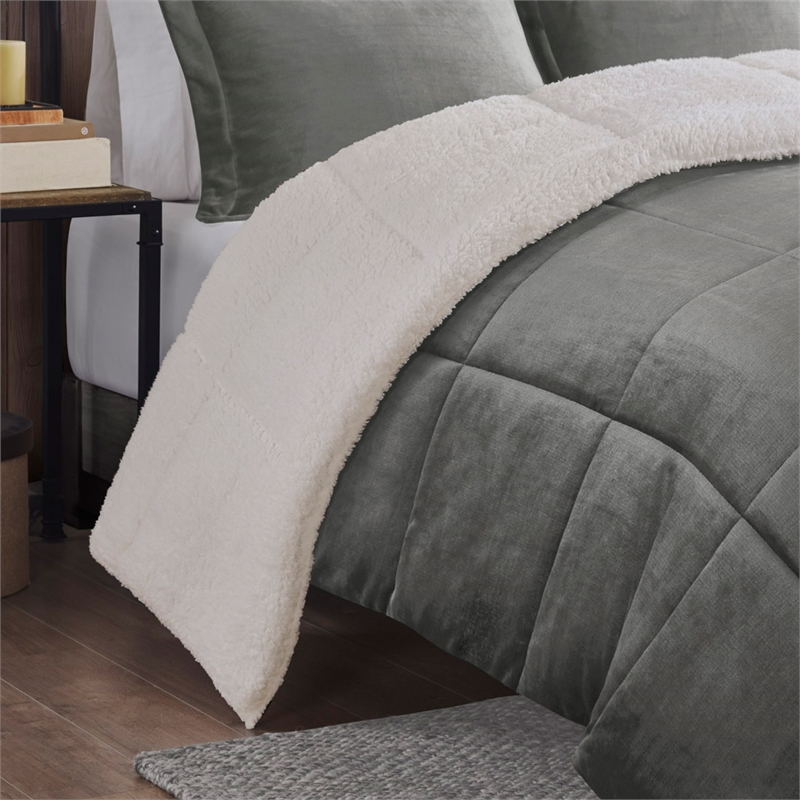 Woolrich Alton 4-Piece Fabric King Down Alternative Comforter Set in Charcoal