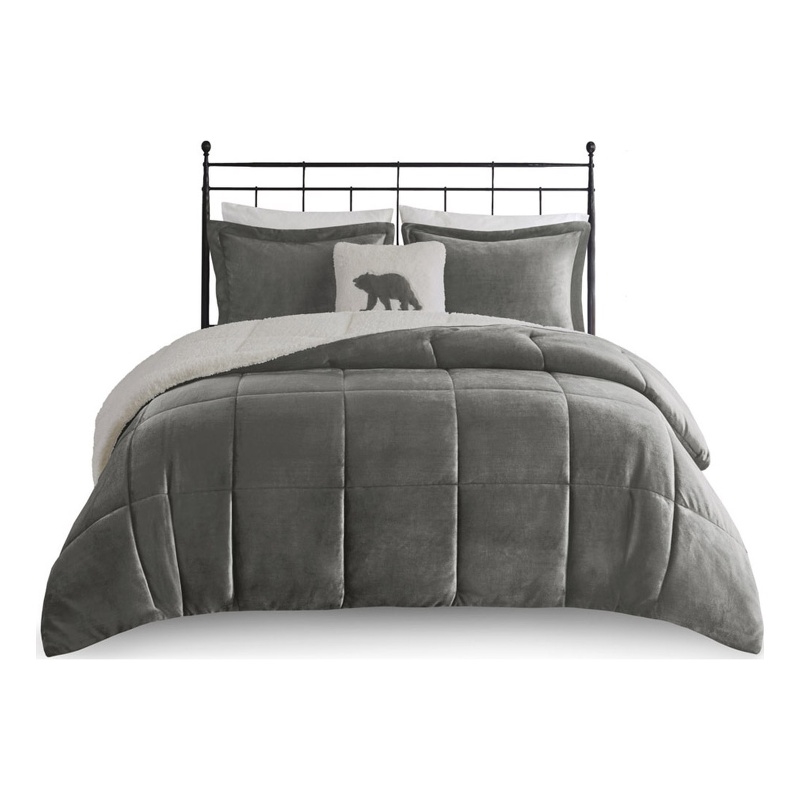 Woolrich Alton 4-Piece Fabric King Down Alternative Comforter Set in Charcoal