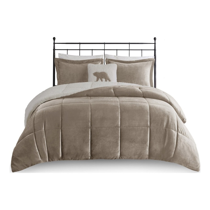 Woolrich Alton 4-Piece Fabric King Down Alternative Comforter Set in Taupe