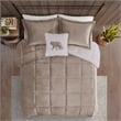 Woolrich Alton 4-Piece Fabric Full/Queen Down Alternative Comforter Set in Taupe