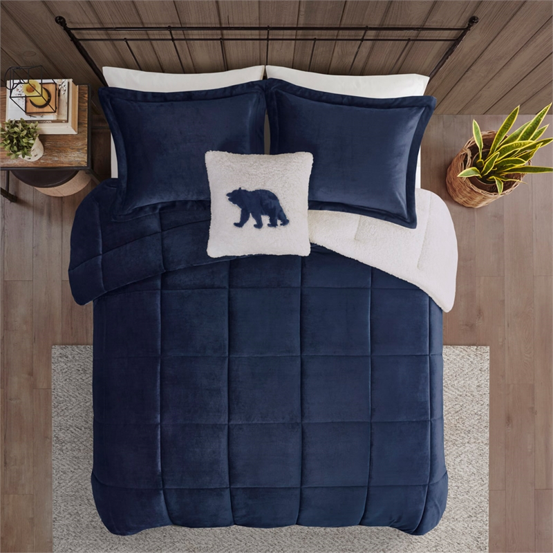 Woolrich Alton 4-Piece Fabric Full/Queen Down Alternative Comforter Set in Navy