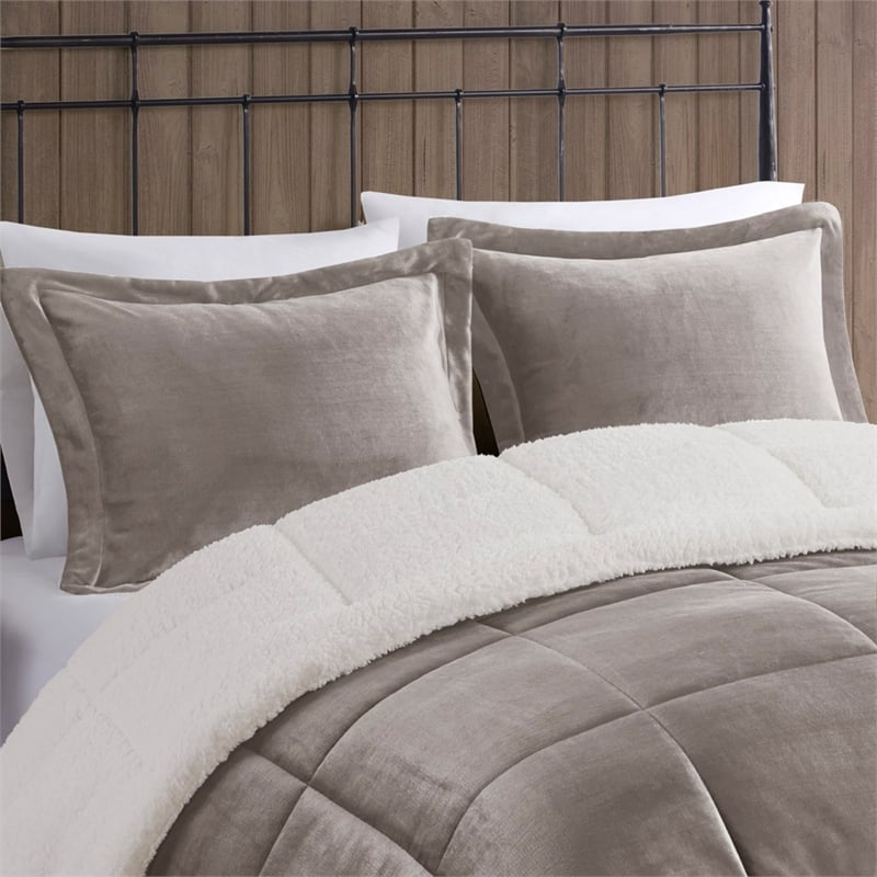 Woolrich Alton 4-Piece Fabric Full/Queen Down Alternative Comforter Set in Gray