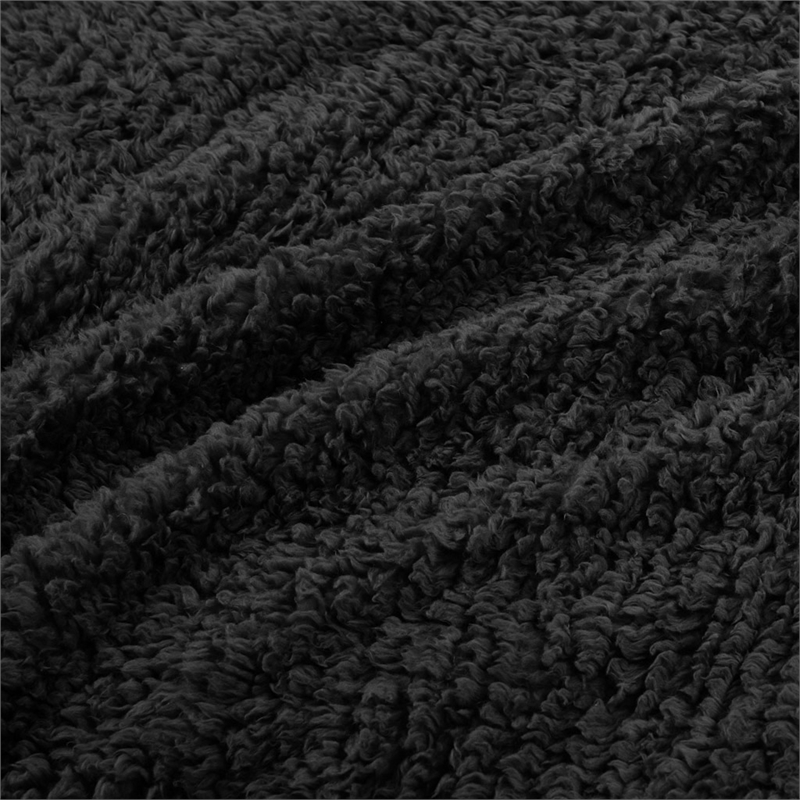 Woolrich Burlington Contemporary Solid Berber Fabric Twin Blanket in Black