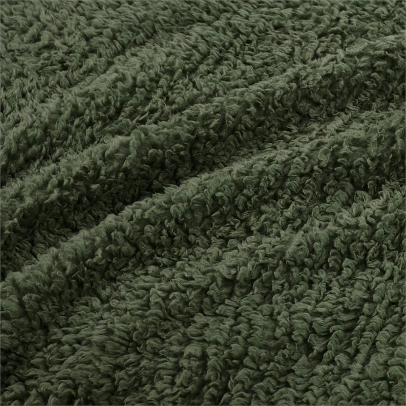 Woolrich Burlington Contemporary Solid Berber Fabric King Blanket in Green