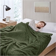 Woolrich Burlington Contemporary Solid Berber Fabric Full/Queen Blanket in Green