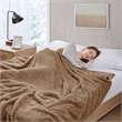 Woolrich Burlington Contemporary Solid Berber Fabric Full/Queen Blanket in Brown