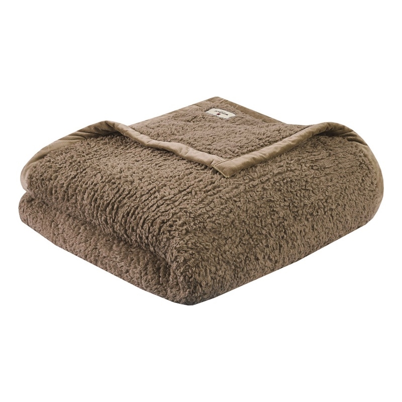 Woolrich Burlington Contemporary Solid Berber Fabric Full/Queen Blanket in Brown