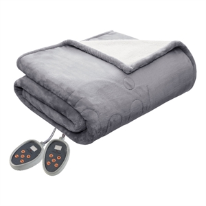 woolrich contemporary berber/plush fabric king heated blanket in gray