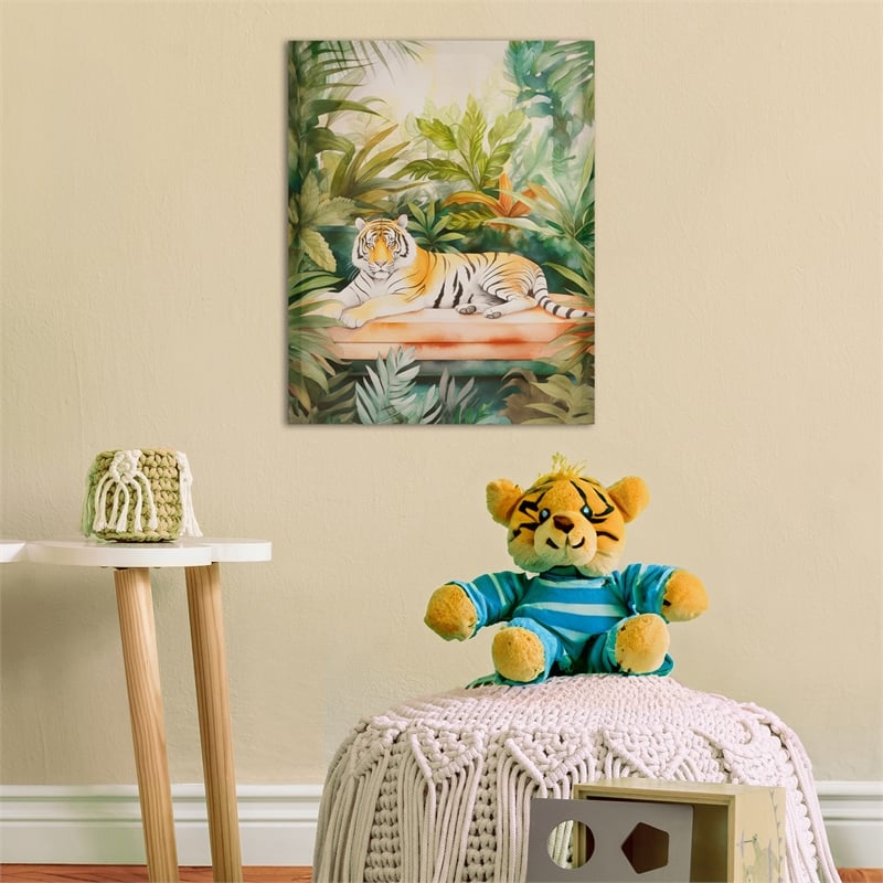 Madison Park Jungle Feline Fabric Jungle Tiger Wall Art in Multi-Color