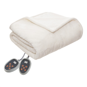 woolrich contemporary berber/plush fabric king heated blanket in ivory