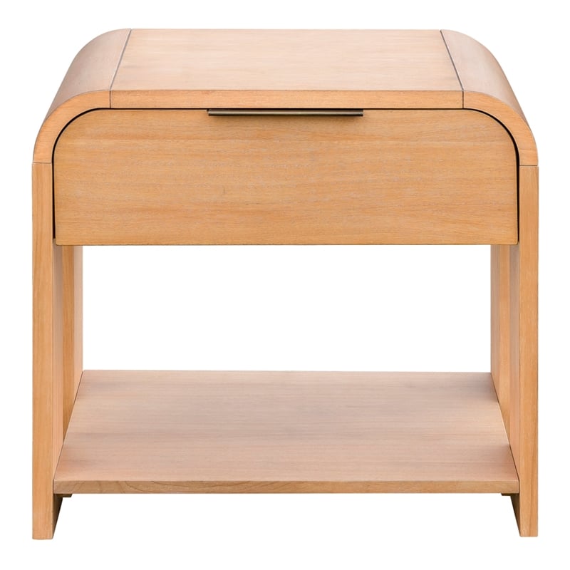 INK+IVY Jameson 1 Drawer Mid-Century Wood Waterfall Nightstand in Natural