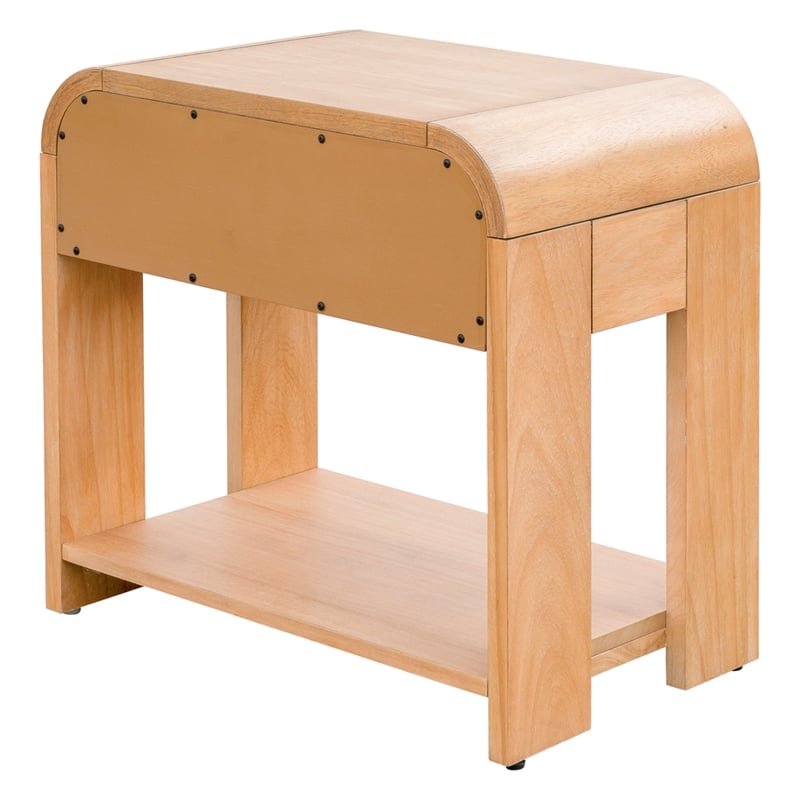 INK+IVY Jameson 1 Drawer Mid-Century Wood Waterfall Nightstand in Natural