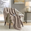 True North by Sleep Philosophy Contemporary Fabric Heated Throw in Light Brown