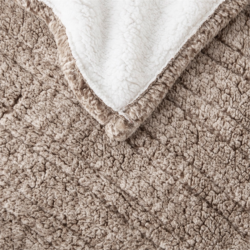 True North by Sleep Philosophy Contemporary Fabric Heated Throw in Light Brown