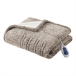 True North by Sleep Philosophy Contemporary Fabric Heated Throw in Light Brown