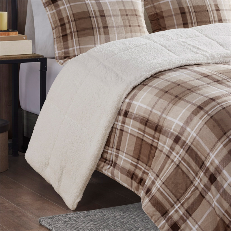 Woolrich Alton 4-Piece Fabric King Down Alternative Comforter Set in Tan
