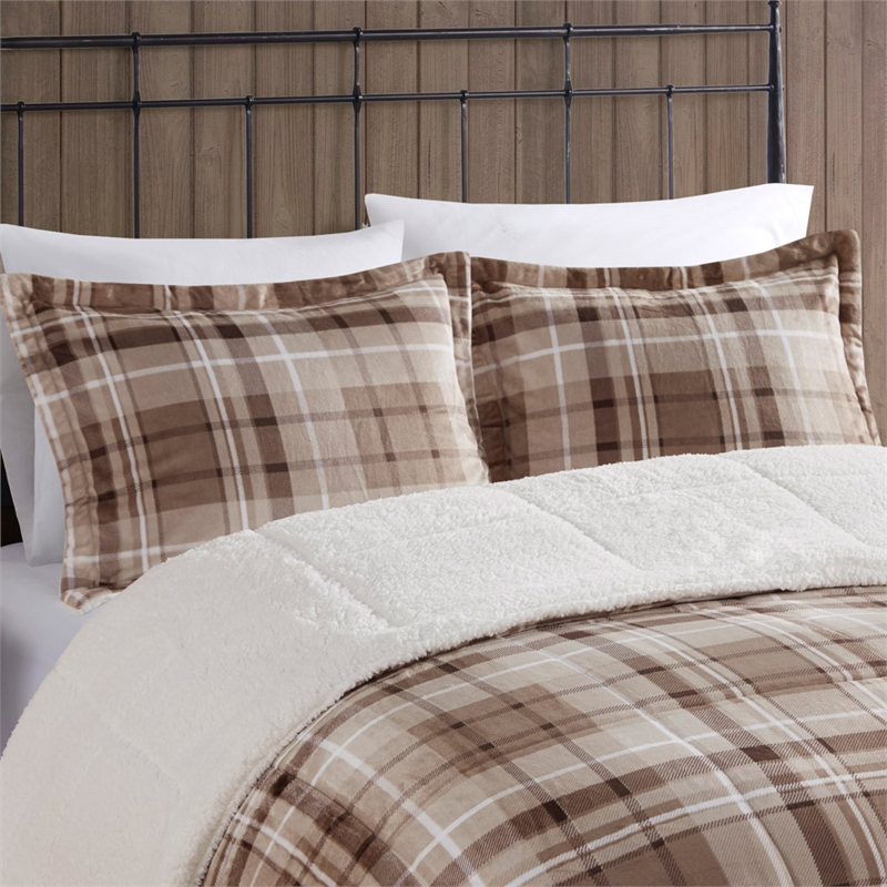 Woolrich Alton 4-Piece Fabric King Down Alternative Comforter Set in Tan