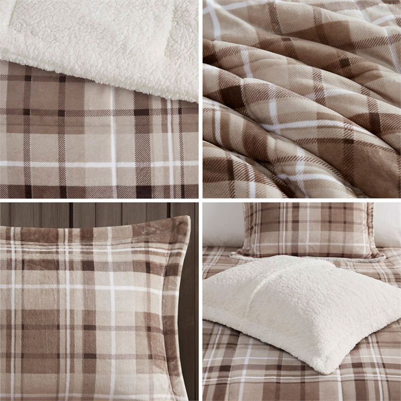 Woolrich Alton 4-Piece Fabric King Down Alternative Comforter Set in Tan