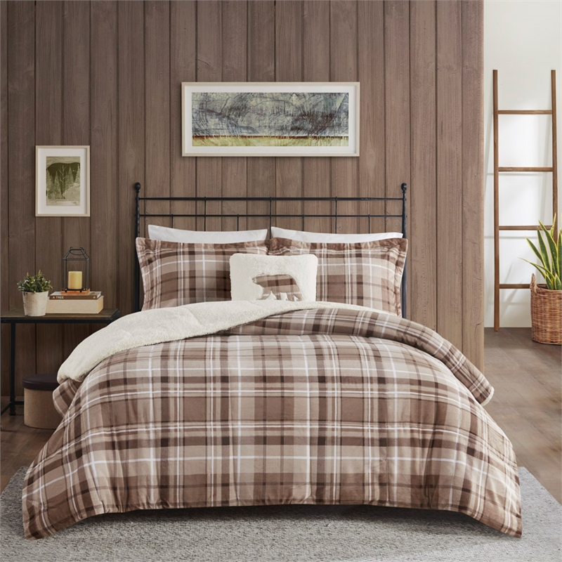 Woolrich Alton 4-Piece Fabric King Down Alternative Comforter Set in Tan